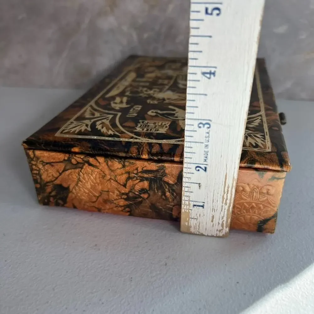 Egyptian Leather Jewelry Box Handmade Chariot Design Trinket Box Embossed